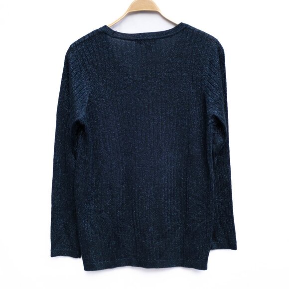 Tommy Hilfiger Womens XXL Blue Metallic V-Neck Pullover Sweater Glam Holyday NWT - Picture 4 of 7